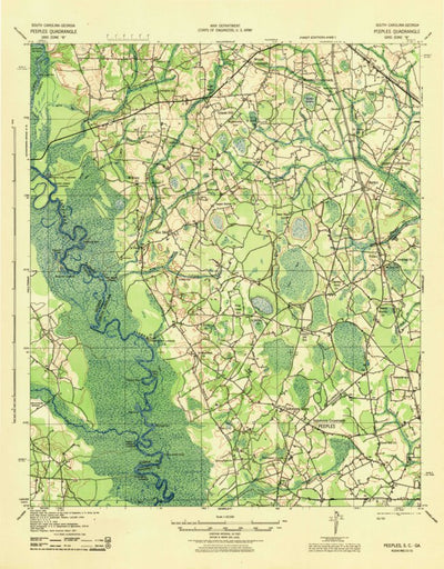 United States Geological Survey Peeples, SC-GA (1943, 62500-Scale) digital map