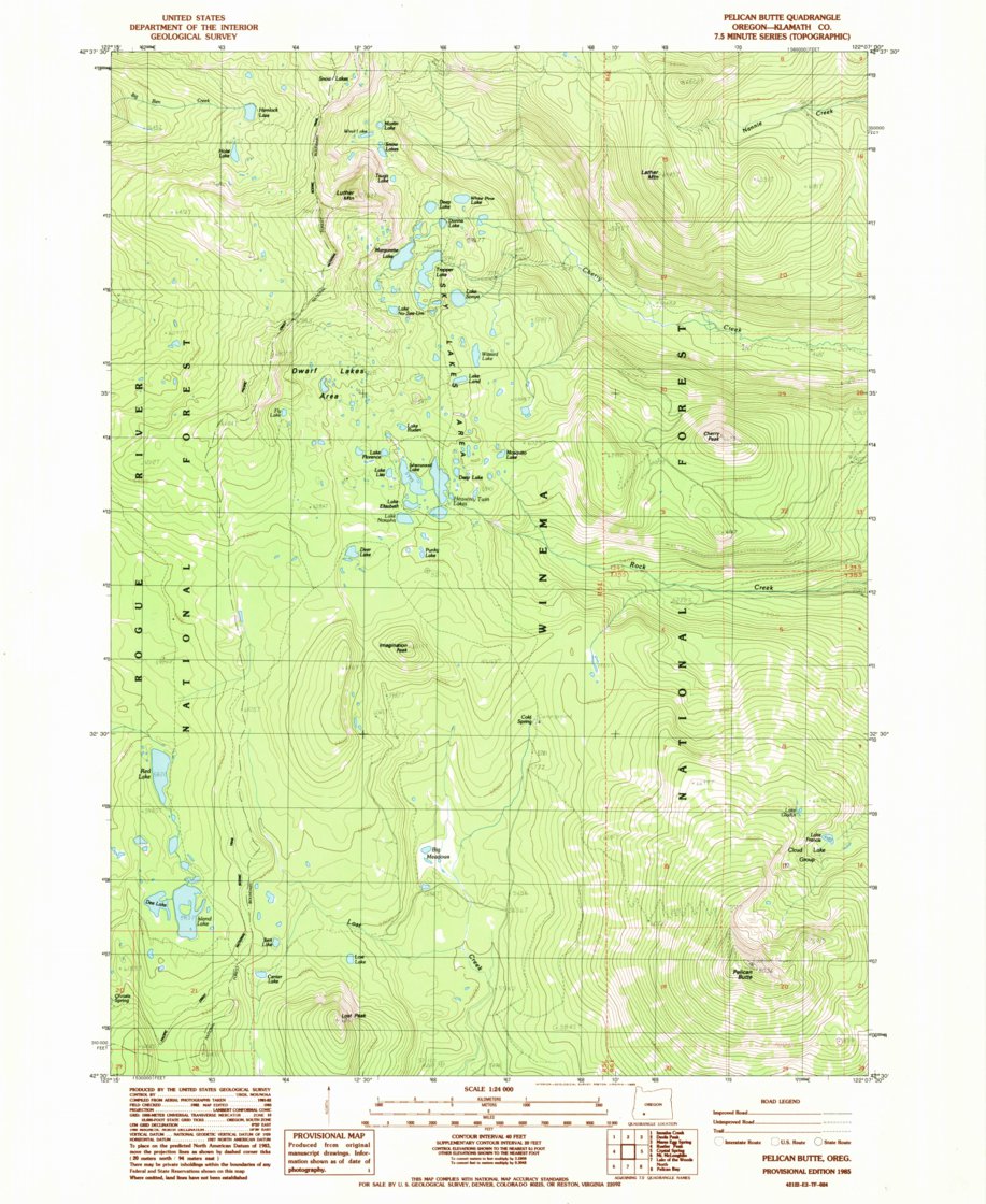 Pelican Butte, OR (1985, 24000-Scale) Map by United States Geological ...