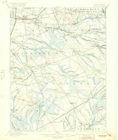 United States Geological Survey Pemberton, NJ (1898, 62500-Scale) digital map