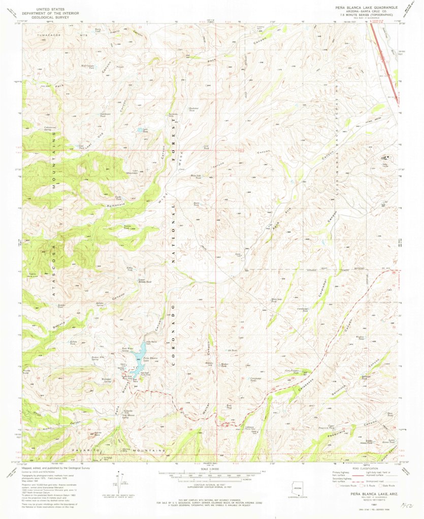 Pena Blanca Lake, AZ (1981, 24000-Scale) Map by United States ...