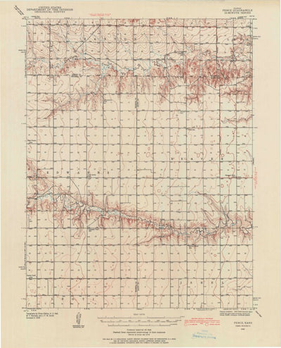 United States Geological Survey Pence, KS (1939, 62500-Scale) digital map