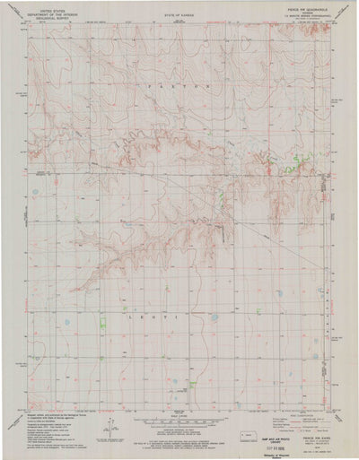 United States Geological Survey Pence NW, KS (1976, 24000-Scale) digital map