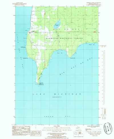 United States Geological Survey Peninsula Point, MI (1985, 24000-Scale) digital map