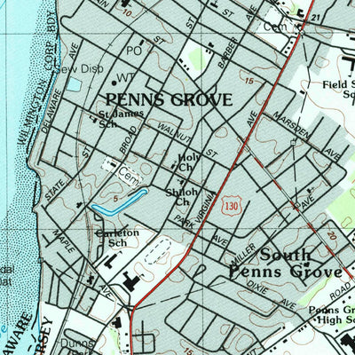 United States Geological Survey Penns Grove, NJ-DE (1993, 24000-Scale) digital map