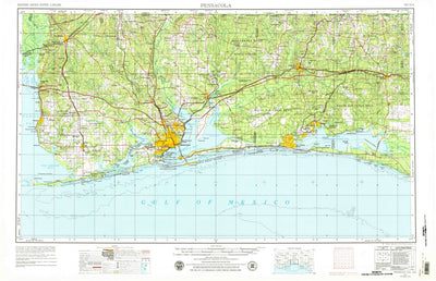United States Geological Survey Pensacola, FL-AL (1957, 250000-Scale) digital map