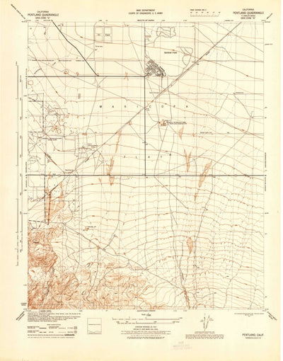 United States Geological Survey Pentland, CA (1945, 31680-Scale) digital map