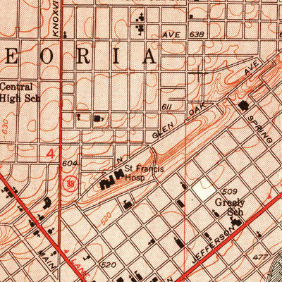 United States Geological Survey Peoria East, IL (1950, 24000-Scale) digital map