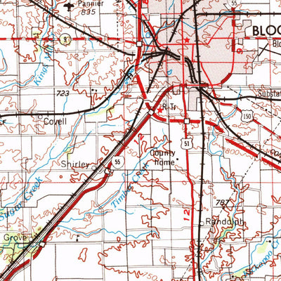 United States Geological Survey Peoria, IL (1958, 250000-Scale) digital map