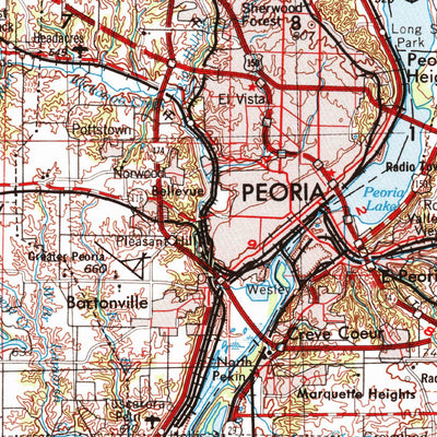 United States Geological Survey Peoria, IL (1958, 250000-Scale) digital map