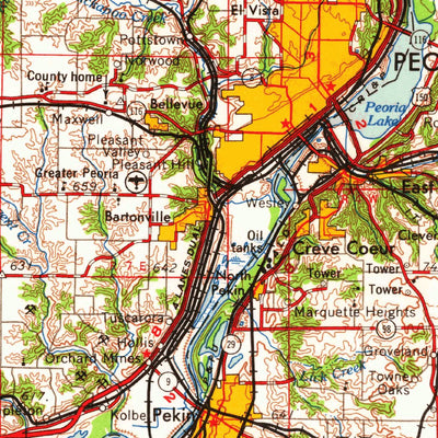 United States Geological Survey Peoria, IL (1963, 250000-Scale) digital map