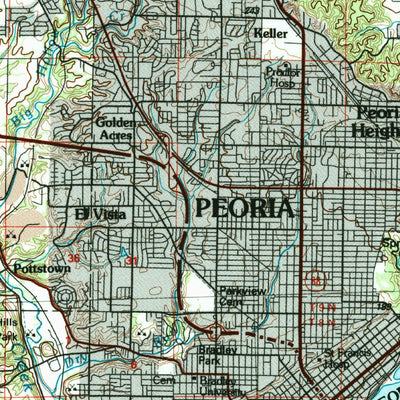 United States Geological Survey Peoria, IL (1989, 100000-Scale) digital map