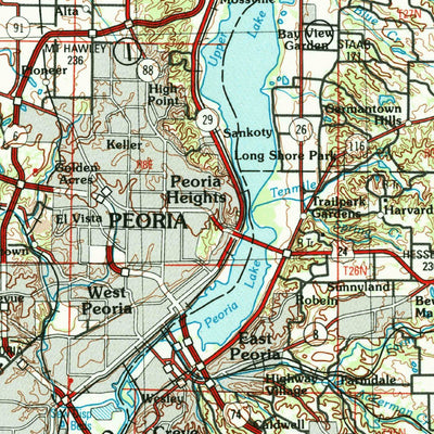 United States Geological Survey Peoria, IL (1990, 250000-Scale) digital map