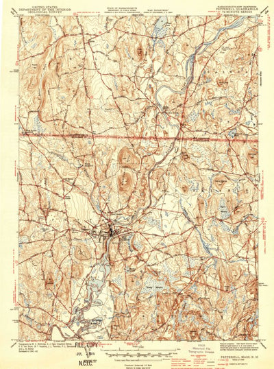 United States Geological Survey Pepperell, MA-NH (1944, 31680-Scale) digital map