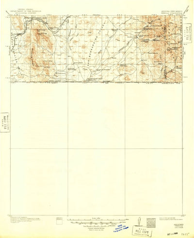 United States Geological Survey Perilla, AZ-NM (1919, 125000-Scale) digital map
