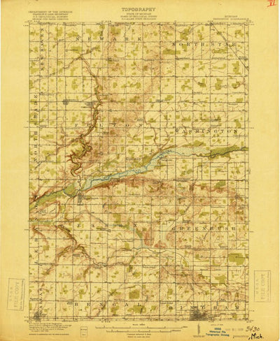 United States Geological Survey Perrinton, MI (1918, 62500-Scale) digital map