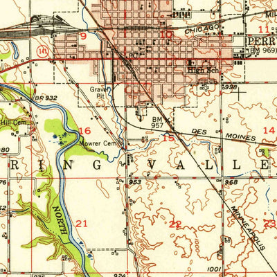 United States Geological Survey Perry, IA (1951, 62500-Scale) digital map