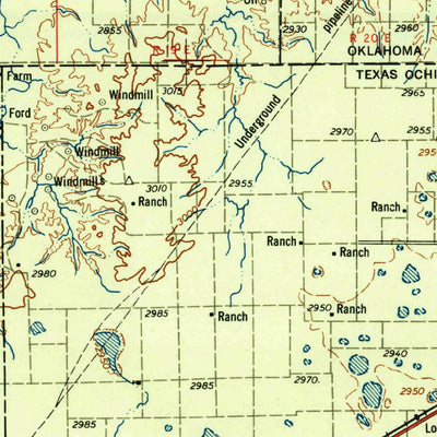 United States Geological Survey Perryton, TX-OK-KS (1958, 250000-Scale) digital map