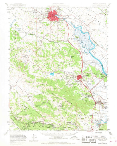 United States Geological Survey Petaluma, CA (1954, 62500-Scale) digital map