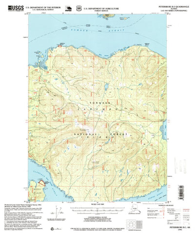United States Geological Survey Petersburg B-3, AK (1995, 63360-Scale) digital map