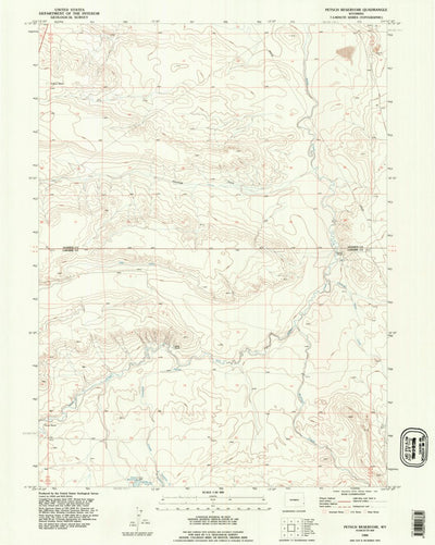 United States Geological Survey Petsch Reservoir, WY (1990, 24000-Scale) digital map