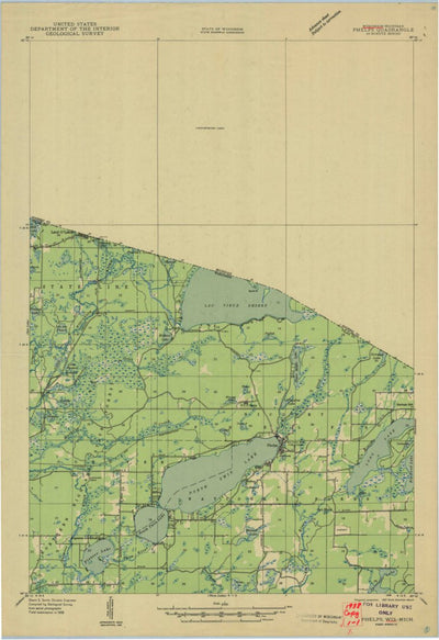United States Geological Survey Phelps, WI-MI (1938, 48000-Scale) digital map