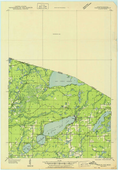 United States Geological Survey Phelps, WI-MI (1950, 48000-Scale) digital map