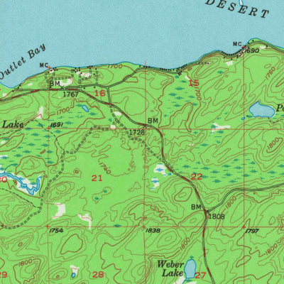 United States Geological Survey Phelps, WI-MI (1956, 62500-Scale) digital map