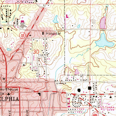 United States Geological Survey Philadelphia, MS (1972, 24000-Scale) digital map