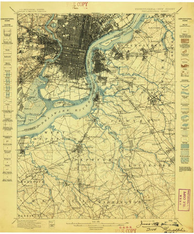 United States Geological Survey Philadelphia, PA-NJ (1898, 62500-Scale) digital map