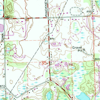 United States Geological Survey Pinckney, MI (1965, 24000-Scale) digital map