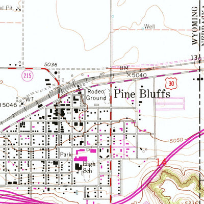 United States Geological Survey Pine Bluffs, WY-NE (1963, 24000-Scale) digital map