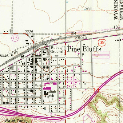 United States Geological Survey Pine Bluffs, WY-NE (1992, 24000-Scale) digital map