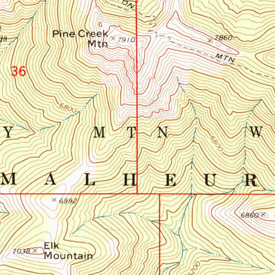 United States Geological Survey Pine Creek Mountain, OR (1972, 24000-Scale) digital map