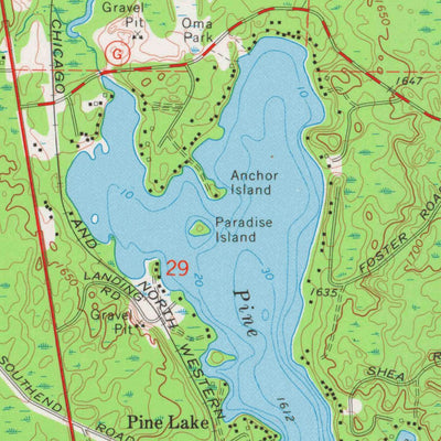 United States Geological Survey Pine Lake, WI-MI (1973, 24000-Scale) digital map