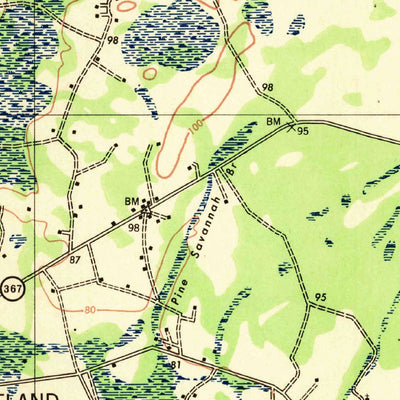 United States Geological Survey Pineland, SC-GA (1943, 62500-Scale) digital map