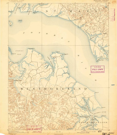 United States Geological Survey Piney Point, MD-VA (1892, 62500-Scale) digital map