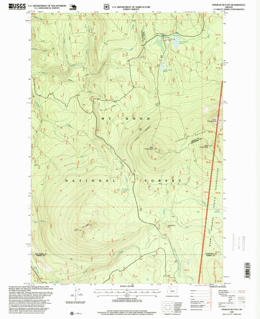 Pinhead Buttes, OR (1997, 24000-Scale) Map by United States Geological ...