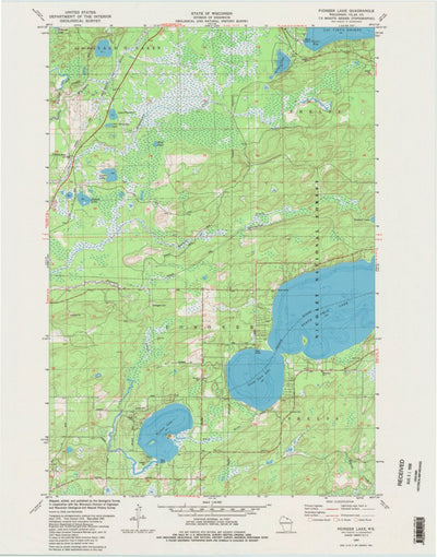 United States Geological Survey Pioneer Lake, WI (1981, 24000-Scale) digital map