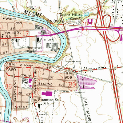United States Geological Survey Piqua East, OH (1961, 24000-Scale) digital map