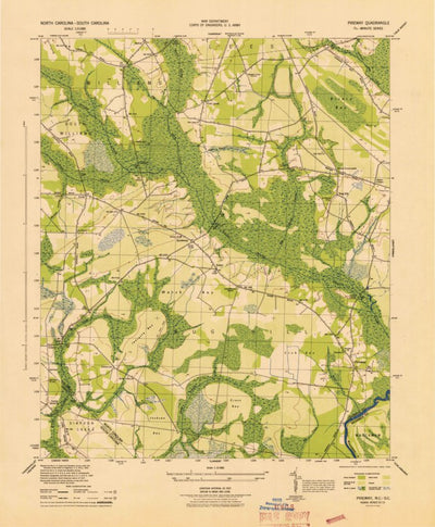 United States Geological Survey Pireway, NC-SC (1943, 31680-Scale) digital map