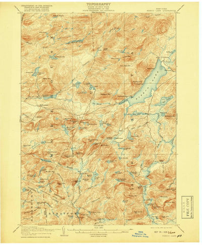 United States Geological Survey Piseco Lake, NY (1908, 62500-Scale) digital map