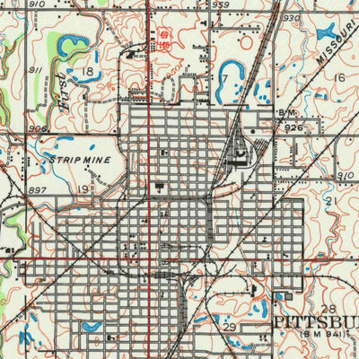 United States Geological Survey Pittsburg, KS-MO (1947, 62500-Scale) digital map