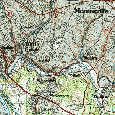 United States Geological Survey Pittsburgh East, PA (1986, 100000-Scale) digital map