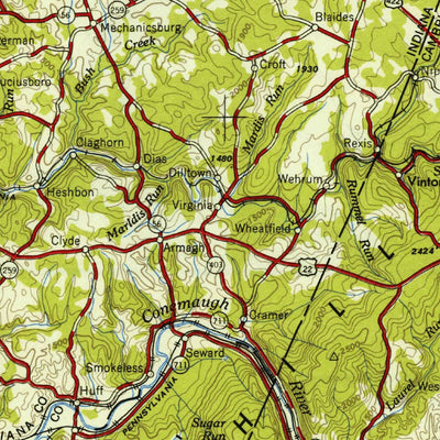 United States Geological Survey Pittsburgh, PA (1954, 250000-Scale) digital map
