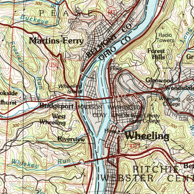 United States Geological Survey Pittsburgh West, PA-OH-WV (1986, 100000-Scale) digital map