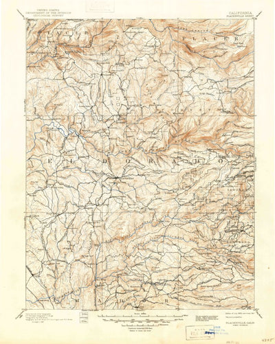 United States Geological Survey Placerville, CA (1893, 125000-Scale) digital map
