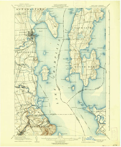 United States Geological Survey Plattsburgh, NY-VT (1906, 62500-Scale) digital map