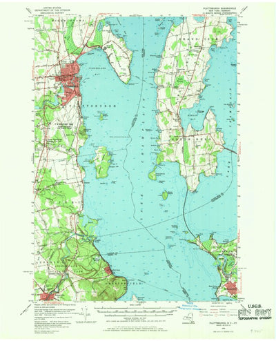 United States Geological Survey Plattsburgh, NY-VT (1956, 62500-Scale) digital map