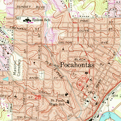 United States Geological Survey Pocahontas, AR (1966, 24000-Scale) digital map