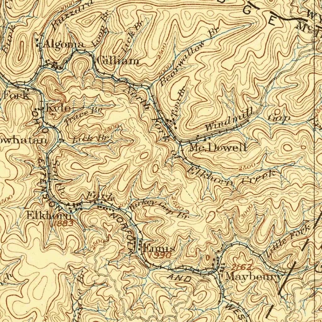 Pocahontas, VA-WV (1895, 125000-Scale) Map by United States Geological ...